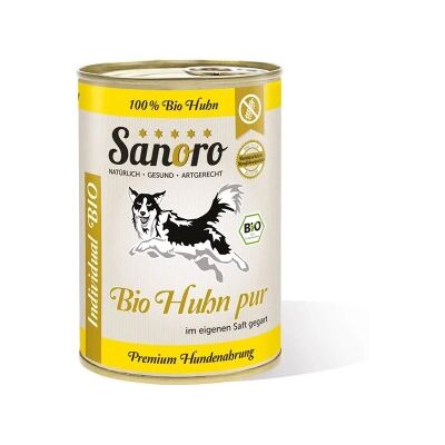Sanoro Pures Fleisch vom BIO-Huhn mit 5 % Leber 12x400g Sanoro Pures Fleisch vom BIO-Huhn mit 5 % Leber 12x400g