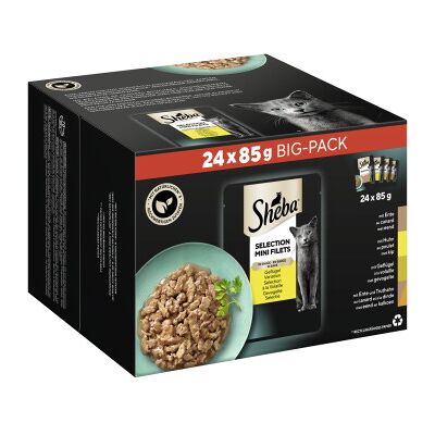 Sheba Mini Filets Feuchtnassfutter für Katzen, Mix-Pack, Geflügel-Variante in Soße Sheba Mini Filets Feuchtnassfutter für Katzen, Mix-Pack, Geflügel-Variante in Soße