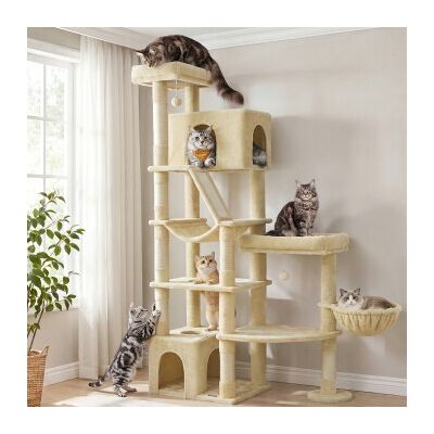 FEANDREA Kratzbaum, 188,2 cm hoch, Katzenbaum, für große Katzen, Katzenkratzbaum beige FEANDREA Kratzbaum, 188,2 cm hoch, Katzenbaum, für große Katzen, Katzenkratzbaum beige