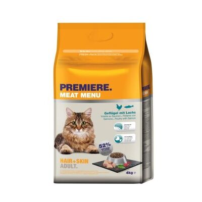 Premiere Meat Menu Hair & Skin für erwachsene Katze - Hoher Lachs & Geflügel 4 kg Premiere Meat Menu Hair & Skin für erwachsene Katze - Hoher Lachs & Geflügel 4 kg
