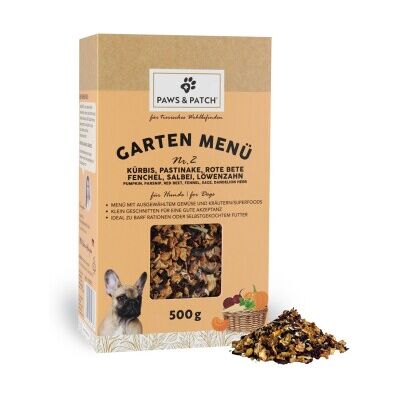Paws & Patch GARTEN MENÜ Nr. 2 für Hunde - Kürbis, Pastinake, Rote Bete - Hundefutter Paws & Patch GARTEN MENÜ Nr. 2 für Hunde - Kürbis, Pastinake, Rote Bete - Hundefutter
