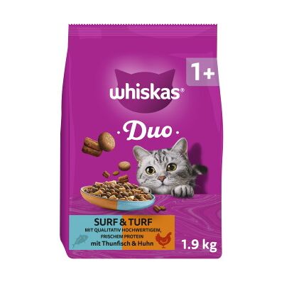 Whiskas Duo Trockenfutter Katze, Adult 1+, Lamm und Truthahn 1,9 kg Whiskas Duo Trockenfutter Katze, Adult 1+, Lamm und Truthahn 1,9 kg