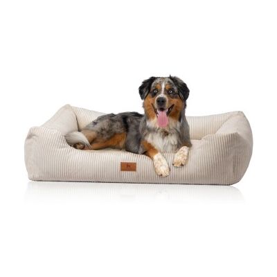 Knuffelwuff Hundebett aus Cord mit Handwebcharakter Olivia beige S Knuffelwuff Hundebett aus Cord mit Handwebcharakter Olivia beige S