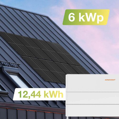 Greensolar Solaranlage Universaldach 6 kWp mit Speicher 12,44 kWh