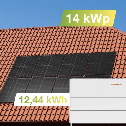Greensolar Solaranlage Ziegeldach 14 kWp mit Speicher 12,44 kWh