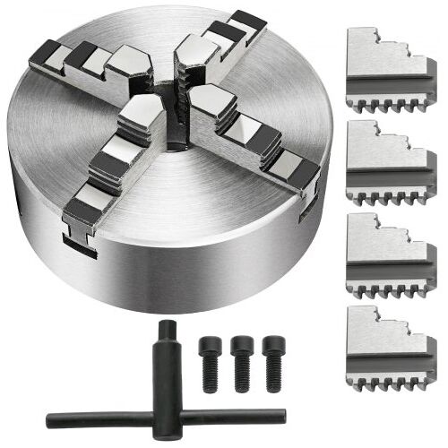 VEVOR Vierbackenfutter 125 mm, 4 Backenfutter 16 x 16 x 14 cm, Gusseisen Drehbankfutter, Vier Backen Spannfutter mit 2 Backensätzen und Hoher Präzision, Drehfutter für Drehmaschine, Schleifmaschine