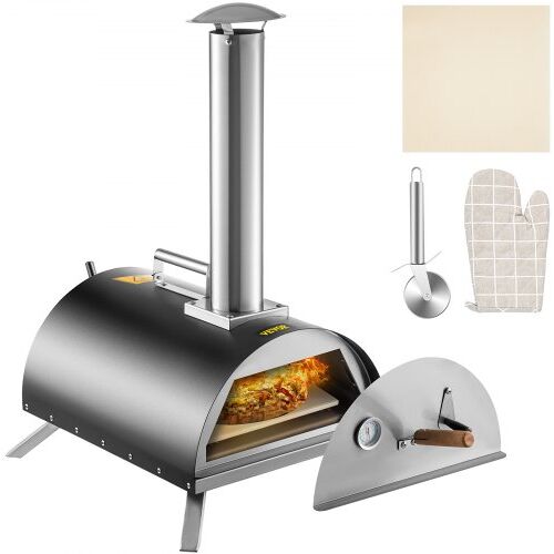 VEVOR BBQ Pizzaofen, 30 cm Pizza Größe Pizzaofen Outdoor 600 x 400 x 790 mm Pizzaofen Garten, Pizza mit Handschuhen, Pizzaschneider, Pizzastein, Pizza-Backofen, Premium Holzofen mit Zufuhranschlus