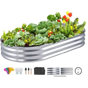 VEVOR Hochbeet Pflanzkübel Blumenkasten Garten Pflanzkasten Terrassen Gemüserüben Gartenrüben Pflanzbeet Silber 180x90x30cm verzinktem Metall ideal