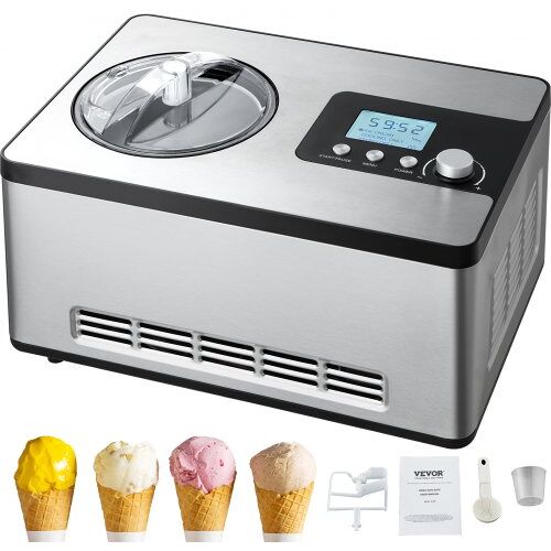 VEVOR Elektrsiche Eismaschine 2L Eiscreme Frozen Joghurt Sorbet Edelstahl Gelato