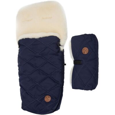 Hollert Kinderwagen Fußsack & Handwärmer Set aus Merino Lammfell Blau Hollert Kinderwagen Fußsack & Handwärmer Set aus Merino Lammfell Blau