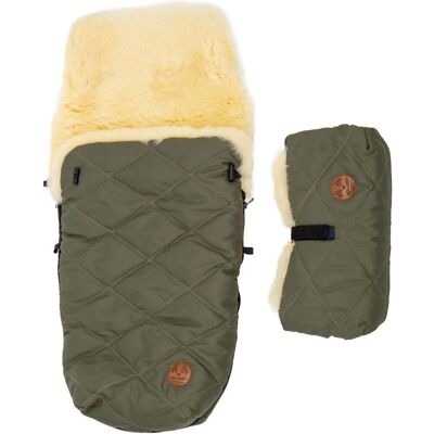 Hollert Kinderwagen Fußsack & Handwärmer Set aus Merino Lammfell Grün Hollert Kinderwagen Fußsack & Handwärmer Set aus Merino Lammfell Grün