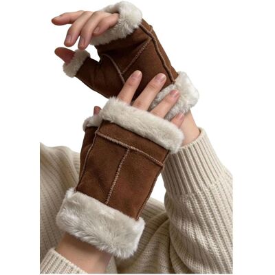 Hollert Fingerlose Handschuhe aus Lammfell in Braun – warm & zeitlos female Hollert Fingerlose Handschuhe aus Lammfell in Braun – warm & zeitlos female