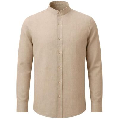 Hollert Herrenhemd aus 100% Leinen in Beige – Sommerhemd mit Stehkragen Größe: S male Hollert Herrenhemd aus 100% Leinen in Beige – Sommerhemd mit Stehkragen Größe: S male