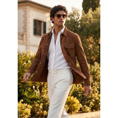 Hollert Lederjacke aus Veloursleder - Zeitlos in Cognac Größe: L male Hollert Lederjacke aus Veloursleder - Zeitlos in Cognac Größe: L male