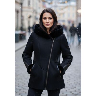 Hollert Lammfelljacke mit Kapuze und Ledereinsätzen - natürlich warm & stilvoll Größe: L Farbe: Braun female Hollert Lammfelljacke mit Kapuze und Ledereinsätzen - natürlich warm & stilvoll Größe: L Farbe: Braun female
