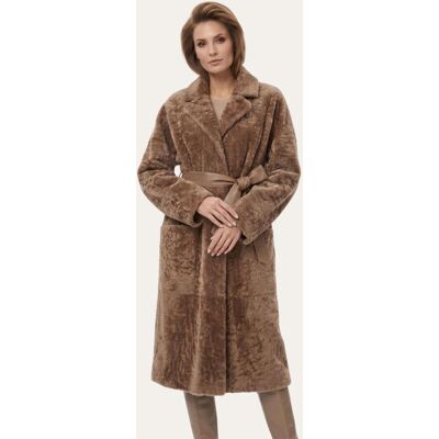 Hollert Shearling Mantel in Cappuccino - Zeitlose Eleganz aus echtem Lammfell Größe: XL female Hollert Shearling Mantel in Cappuccino - Zeitlose Eleganz aus echtem Lammfell Größe: XL female