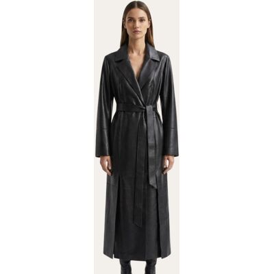 Hollert Wickelmantel aus Lammnappa Leder Schwarzbraun Größe: M female Hollert Wickelmantel aus Lammnappa Leder Schwarzbraun Größe: M female