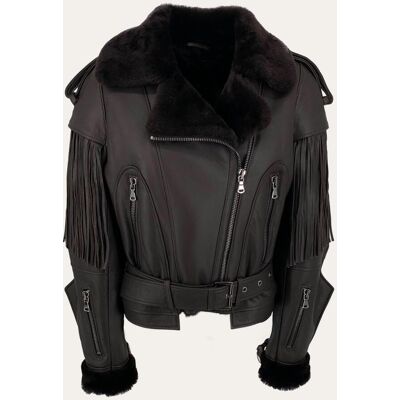 Hollert Lammfelljacke im Western-Stil – Raffinierte Fransen, edler Charme Größe: L female Hollert Lammfelljacke im Western-Stil – Raffinierte Fransen, edler Charme Größe: L female