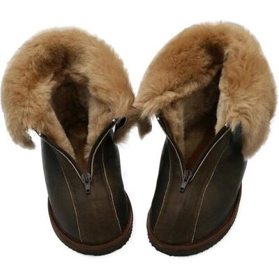 Hollert Lammfell Hausschuhe - ALASKA DUNKELBRAUN Schuhgröße: EUR 37 female Hollert Lammfell Hausschuhe - ALASKA DUNKELBRAUN Schuhgröße: EUR 37 female