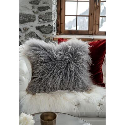 Hollert Lammfellkissen - TIBET GRAU mit Inlett Hollert Lammfellkissen - TIBET GRAU mit Inlett