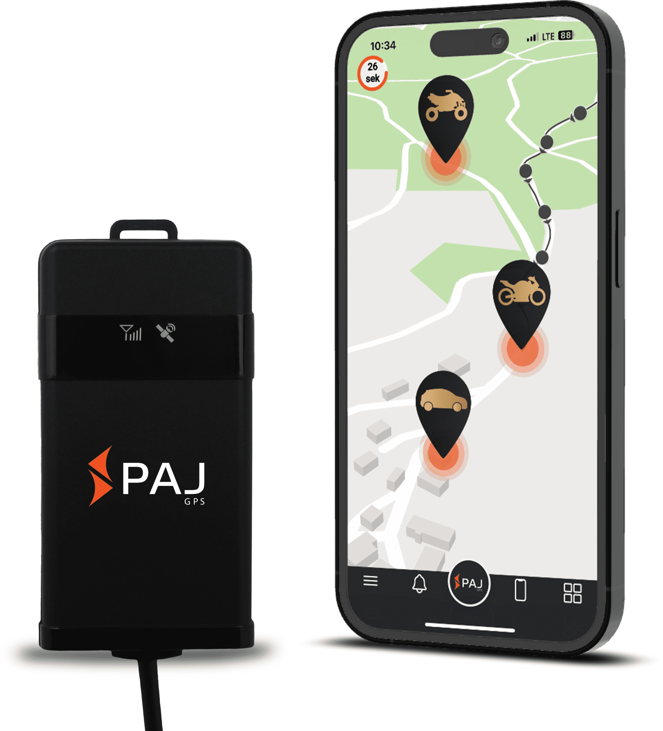 PAJ GPS Tracker VEHICLE Finder 4G 2.0 für Auto, Motorrad, Camper, Wohnmobil mit Batterie-Festanschluss. Live-Ortung und Diebstahlschutz