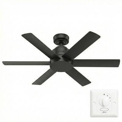 Hunter 50937 Kennicott Deckenventilator Fan Schwarz mit Wandschalter 112 cm Hunter 50937 Kennicott Deckenventilator Fan Schwarz mit Wandschalter 112 cm