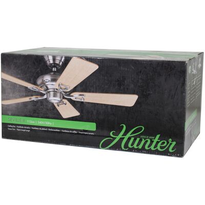 Hunter 24038 Seville II Deckenventilator Zugschalter Nickel Ahorn Grau 112 cm Hunter 24038 Seville II Deckenventilator Zugschalter Nickel Ahorn Grau 112 cm