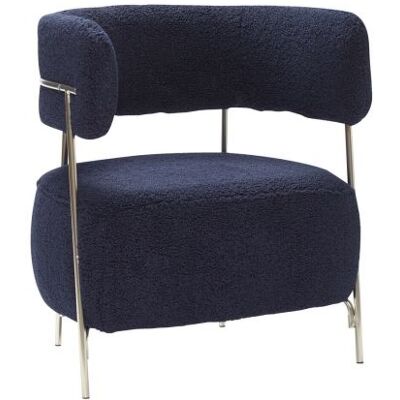 Hubsch Loungesessel Polyester / Metall - Blau / Nickel Hubsch Loungesessel Polyester / Metall - Blau / Nickel