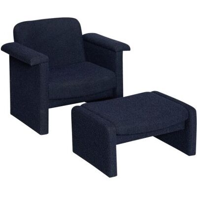 Hubsch Softy Lounge-Sessel mit Fußhocker, dunkelblau Hubsch Softy Lounge-Sessel mit Fußhocker, dunkelblau