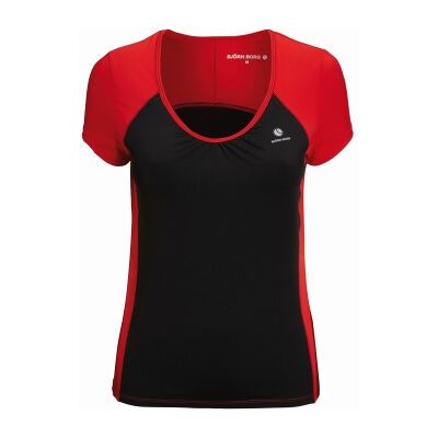 Björn Borg Wake S-S Tee Chinese Red Schwarz/Rot Polyester Small Damen Björn Borg Wake S-S Tee Chinese Red Schwarz/Rot Polyester Small Damen