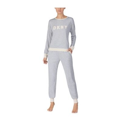 DKNY New Signature Long Sleeve Top and Jogger PJ Grau X-Small Damen DKNY New Signature Long Sleeve Top and Jogger PJ Grau X-Small Damen