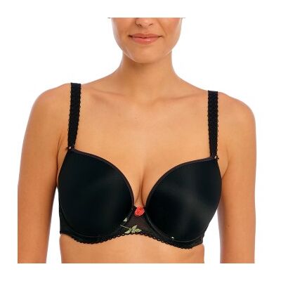 Freya - Rose Blossom Moulded Plunge T-Shirt Bra - Black - Bra Freya - Rose Blossom Moulded Plunge T-Shirt Bra - Black - Bra