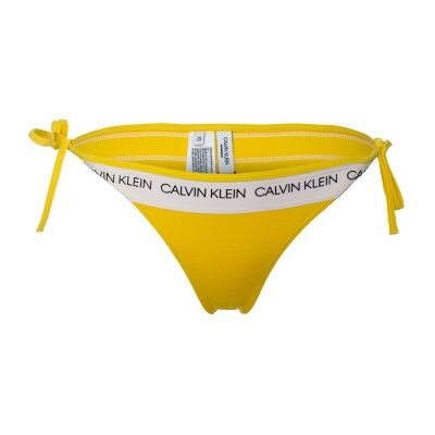 Calvin Klein CK Logo String Side Tie Bikini Gelb Large Damen Calvin Klein CK Logo String Side Tie Bikini Gelb Large Damen