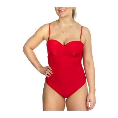 Calvin Klein Structured Bandeau One Piece Rot Large Damen Calvin Klein Structured Bandeau One Piece Rot Large Damen