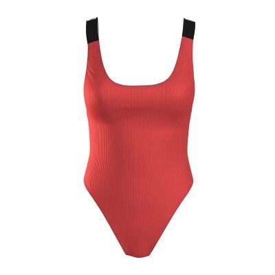 Calvin Klein Intense Power Rib Scoop Swimsuit Korall Polyamid Large Damen Calvin Klein Intense Power Rib Scoop Swimsuit Korall Polyamid Large Damen