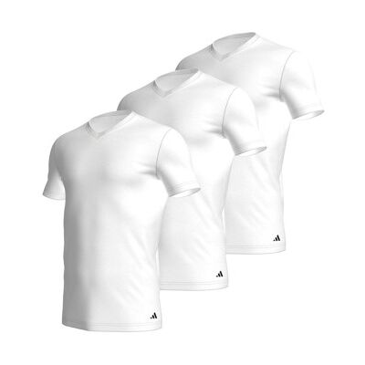 adidas 3P Active Flex Cotton V-Neck T-Shirt Weiß Baumwolle Small Herren adidas 3P Active Flex Cotton V-Neck T-Shirt Weiß Baumwolle Small Herren