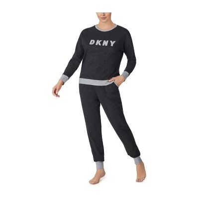 DKNY New Signature Long Sleeve Top and Jogger PJ Dunkelgrau Small Damen DKNY New Signature Long Sleeve Top and Jogger PJ Dunkelgrau Small Damen