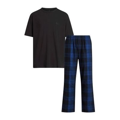 Calvin Klein Pure Flannel Short Sleeve Pyjamas Schwarz/Blau Baumwolle Medium Damen Calvin Klein Pure Flannel Short Sleeve Pyjamas Schwarz/Blau Baumwolle Medium Damen
