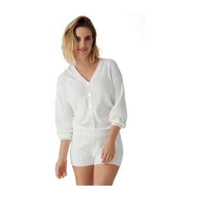 PJ Salvage Sweatheart Pointelle Cardigan Weiß Muster Baumwolle Medium Damen PJ Salvage Sweatheart Pointelle Cardigan Weiß Muster Baumwolle Medium Damen