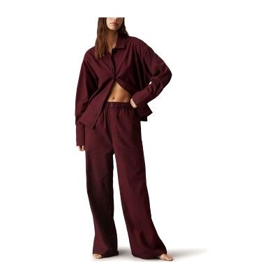 Calvin Klein Flannel Sleep Button Pant Set Female2 Weinrot Baumwolle X-Large Damen Calvin Klein Flannel Sleep Button Pant Set Female2 Weinrot Baumwolle X-Large Damen