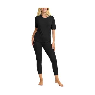 Damella Bamboo Short Sleeve Pyjamas Schwarz Bambus Small Damen Damella Bamboo Short Sleeve Pyjamas Schwarz Bambus Small Damen