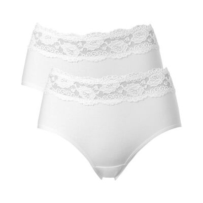 Trofé Trofe Lace Trimmed Midi Briefs 2P Weiß Baumwolle Small Damen Trofé Trofe Lace Trimmed Midi Briefs 2P Weiß Baumwolle Small Damen