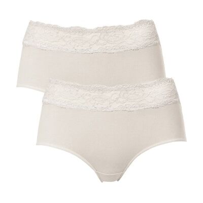 Trofé Trofe Lace Trimmed Midi Briefs 2P Champagner Baumwolle Small Damen Trofé Trofe Lace Trimmed Midi Briefs 2P Champagner Baumwolle Small Damen