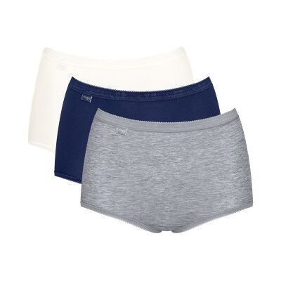 Sloggi 3P Basic Plus Maxi Colored Blau/Grau Baumwolle 46 Damen Sloggi 3P Basic Plus Maxi Colored Blau/Grau Baumwolle 46 Damen
