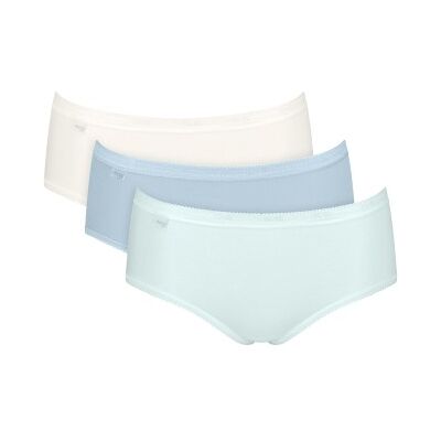 Sloggi 3P Basic Plus Midi Colored Weiß/Hellblau Baumwolle 48 Damen Sloggi 3P Basic Plus Midi Colored Weiß/Hellblau Baumwolle 48 Damen
