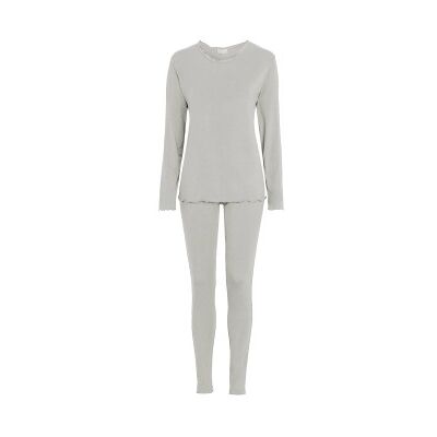 Damella Bamboo Plain Long Pyjamas Set Grau Bambus Large Damen Damella Bamboo Plain Long Pyjamas Set Grau Bambus Large Damen