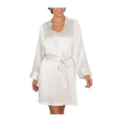 Lady Avenue Pure Silk Short Kimono Elfenbein Seide X-Small Damen Lady Avenue Pure Silk Short Kimono Elfenbein Seide X-Small Damen