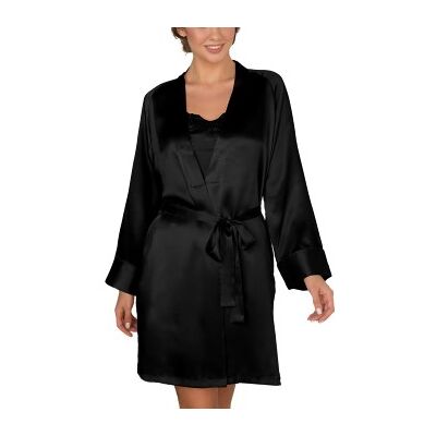 Lady Avenue Pure Silk Short Kimono Schwarz Seide Small Damen Lady Avenue Pure Silk Short Kimono Schwarz Seide Small Damen