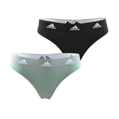 adidas 2P Underwear Brazilian Thong Schwarz/Grün Baumwolle Small Damen adidas 2P Underwear Brazilian Thong Schwarz/Grün Baumwolle Small Damen