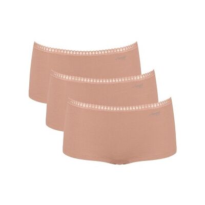 Sloggi 3P GO Crush Hipster Shorts Hellbraun Baumwolle Medium Damen Sloggi 3P GO Crush Hipster Shorts Hellbraun Baumwolle Medium Damen